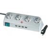 Contactdoos Bureaumodel 4x 230V 4x USB zilver